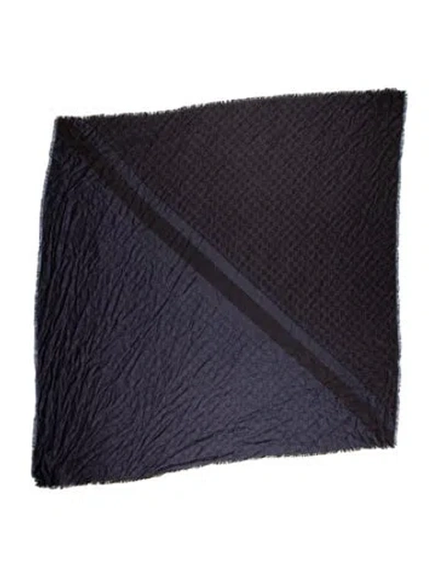 Pre-owned Gucci Wool Printed Scarf In Blue