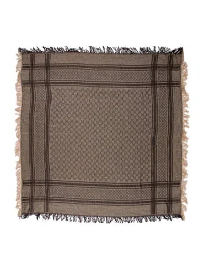 Pre-owned Gucci Wool Printed Scarf In Brown