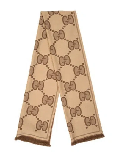 Pre-owned Gucci Wool Printed Scarf In Brown