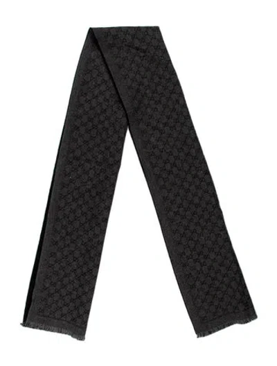 Pre-owned Gucci Wool Printed Scarf In Gray