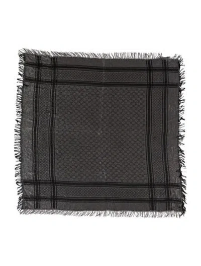 Pre-owned Gucci Wool Printed Scarf In Grey