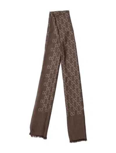 Pre-owned Gucci Wool Printed Scarf In Neutral