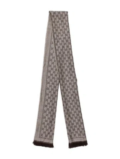 Pre-owned Gucci Wool Printed Scarf In Neutral