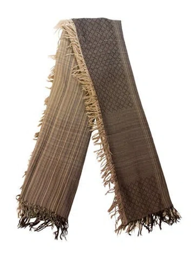 Pre-owned Gucci Wool Printed Scarf In Neutral