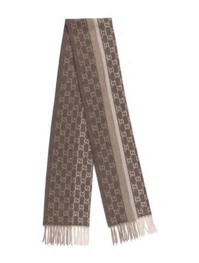Pre-owned Gucci Wool Printed Scarf In Neutrals