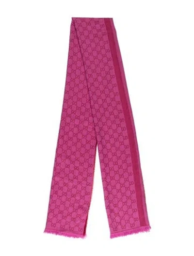 Pre-owned Gucci Wool Printed Scarf In Pink