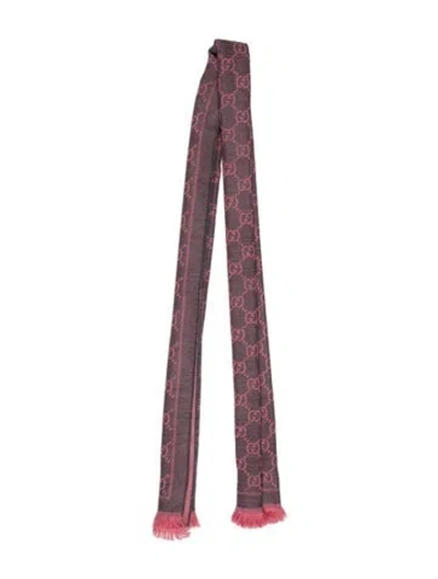 Pre-owned Gucci Wool Printed Scarf In Pink