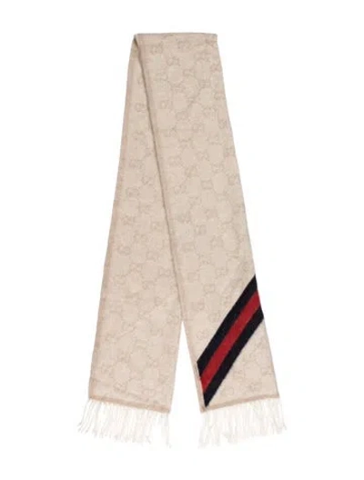 Pre-owned Gucci Wool Printed Scarf W/ Tags In Neutral