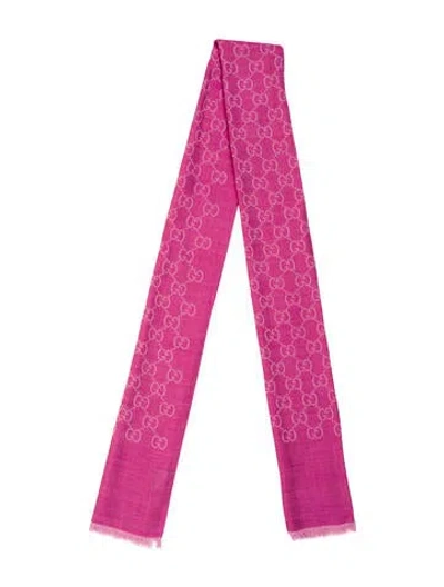 Pre-owned Gucci Wool Printed Scarf W/ Tags In Pink