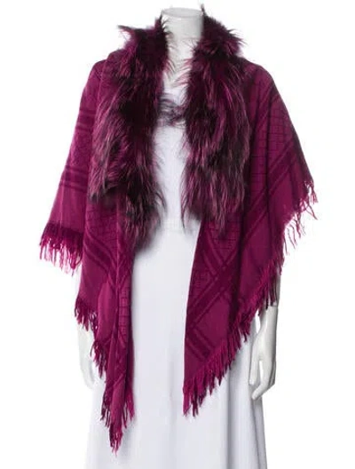 Pre-owned Gucci Wool Printed Shawl In Purple