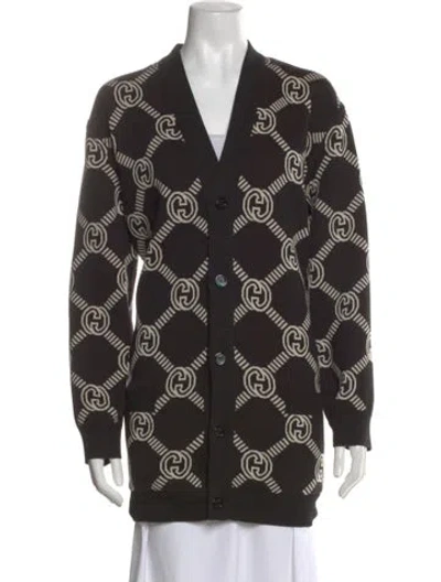 Pre-owned Gucci Wool Printed Sweater In Black