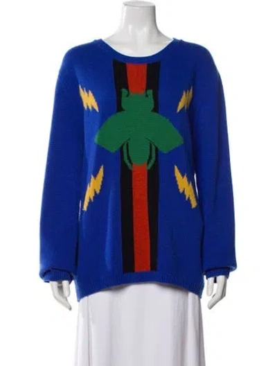 Pre-owned Gucci Wool Printed Sweater In Blue