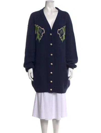 Pre-owned Gucci Wool Printed Sweater In Blue