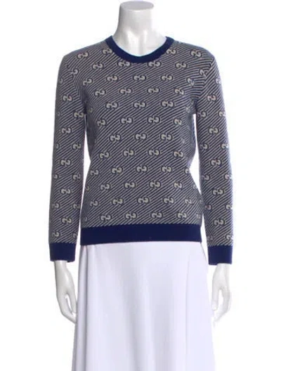 Pre-owned Gucci Wool Printed Sweater In Blue