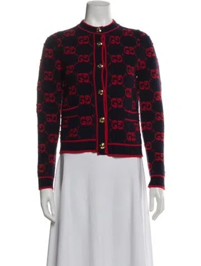 Pre-owned Gucci Wool Printed Sweater In Blue