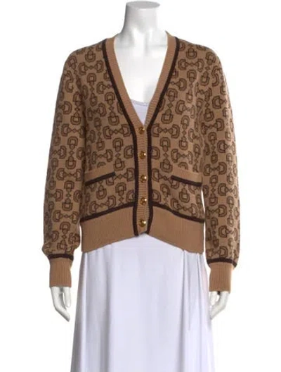 Pre-owned Gucci Wool Printed Sweater In Brown