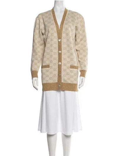 Pre-owned Gucci Wool Printed Sweater In Brown/gold