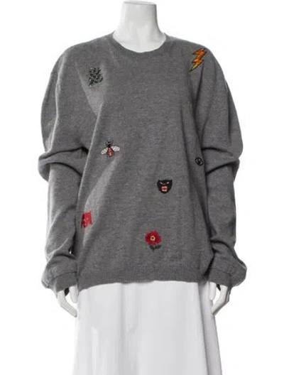 Pre-owned Gucci Wool Printed Sweater In Gray
