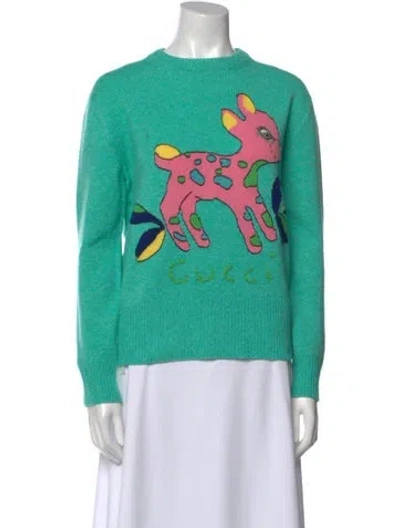 Pre-owned Gucci Wool Printed Sweater In Green