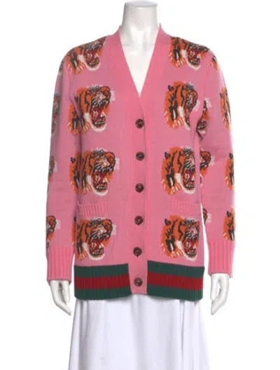 Pre-owned Gucci Wool Printed Sweater In Pink