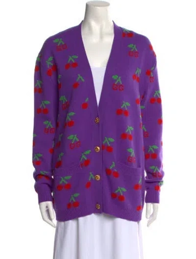 Pre-owned Gucci Wool Printed Sweater In Purple