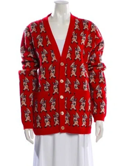 Pre-owned Gucci Wool Printed Sweater In Red