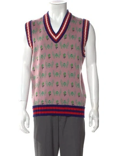 Pre-owned Gucci Wool Printed Sweater Vest In Multi