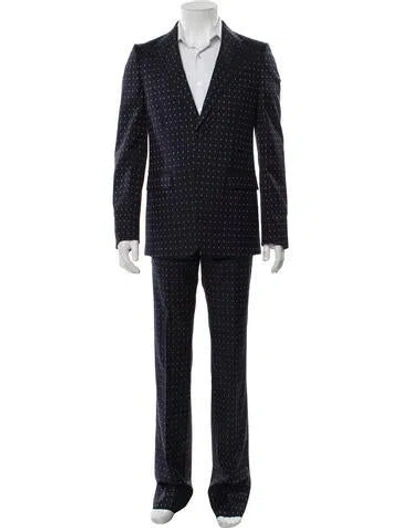 Pre-owned Gucci Wool Printed Two-piece Suit In Blue
