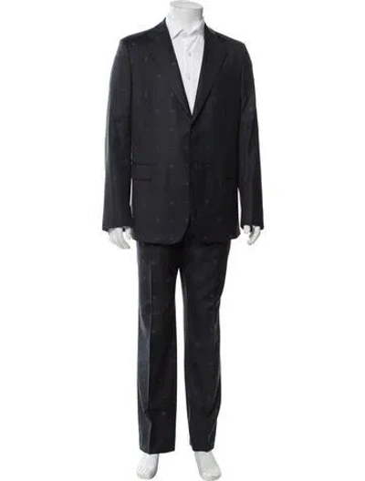 Pre-owned Gucci Wool Printed Two-piece Suit Vest In Black