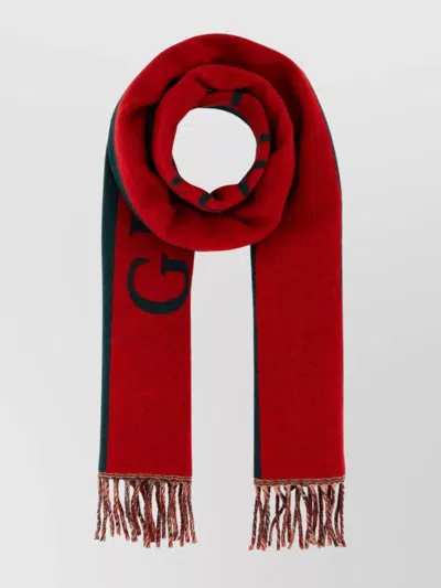 Gucci Wool Scarf Fringe Detailing In Multicoloured