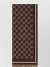 Gucci Patterned Rectangular Wool Scarf In Brown