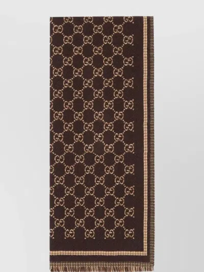 GUCCI WOOL SCARF FRINGED EDGES