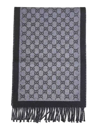 Gucci Wool Scarf With Gg Pattern
