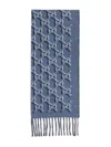 Gucci Wool Scarf With Gg Shadow In Blue