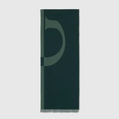 Gucci Wool Scarf With  Logo In Green