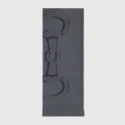 Gucci Wool Scarf With Horsebit Detail In Gray