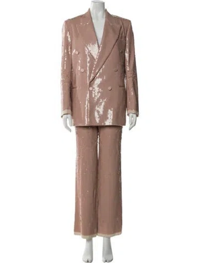 Pre-owned Gucci Wool Sequin Embellishments Pantsuit In Pink
