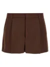 Gucci Tailored Wool Shorts With Pockets And Pleats In Brown