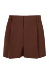 Gucci Tailored Wool Shorts With Pockets And Pleats In Brown