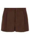 Gucci Tailored Wool Shorts With Pockets And Pleats In Burgundy
