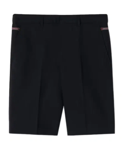 Gucci Wool Shorts With Intarsia In Black
