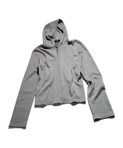 Gucci Wool Silk Blend Hooded Cardigan In Gray