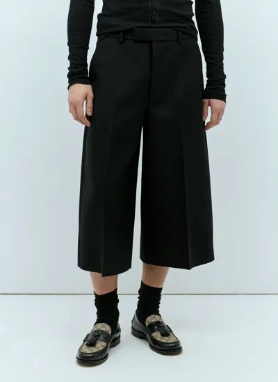 Gucci Wool Silk Cropped Trousers In Black