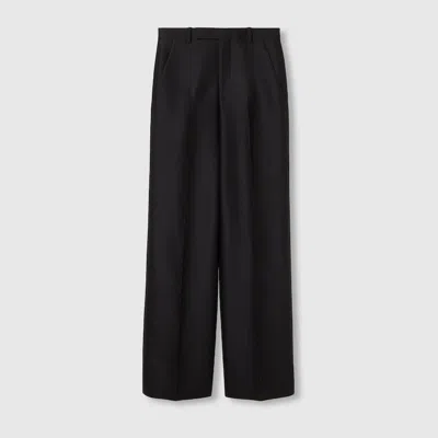 Gucci Wool Silk Gabardine Pant With Embroidery