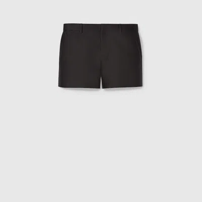 Gucci Wool Silk Gabardine Shorts In Black