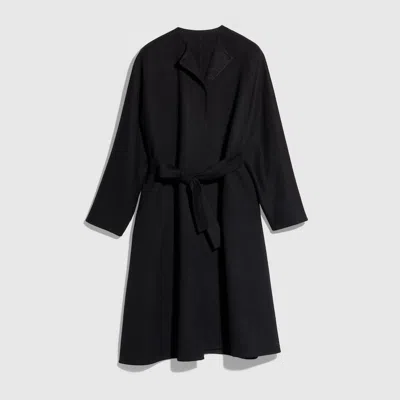 Gucci Wool Silk Long Coat Coat With Gg Inside In Black