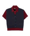 Gucci Wool Silk Polo Top With Vest Overlay In Blue