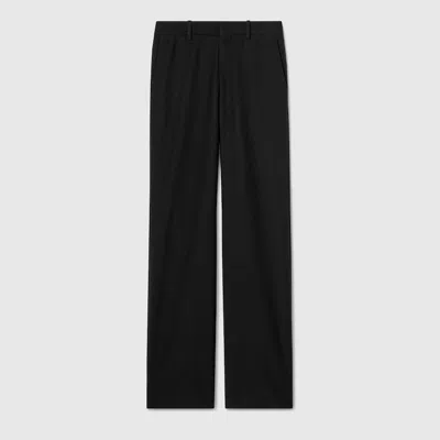 Gucci Wool Silk Twill Pants In Black