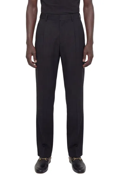 Gucci Wool Silk Twill Pants In Black