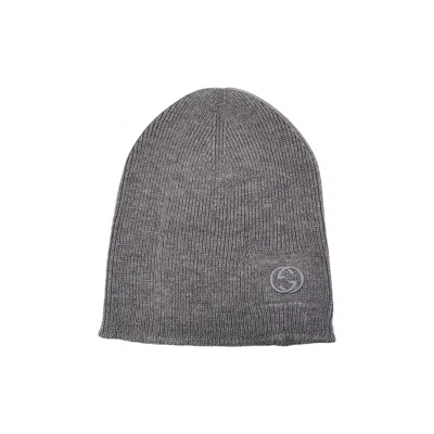 Pre-owned Gucci Wool Simple Gg Logo Beanie 'grey' | Men's Size M In Gray